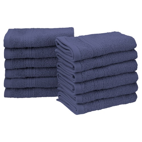 Ef-face Nb Eco-friendly 100 Percent Ringspun Cotton Face Towel Set - Navy Blue, 12 Pieces