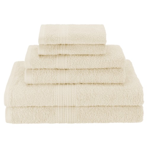 Ef-hand Iv Eco-friendly 100 Percent Ringspun Cotton Hand Towel Set - Ivory, 6 Pieces