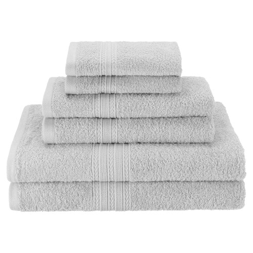 Ef-hand Sv Eco-friendly 100 Percent Ringspun Cotton Hand Towel Set - Silver, 6 Pieces