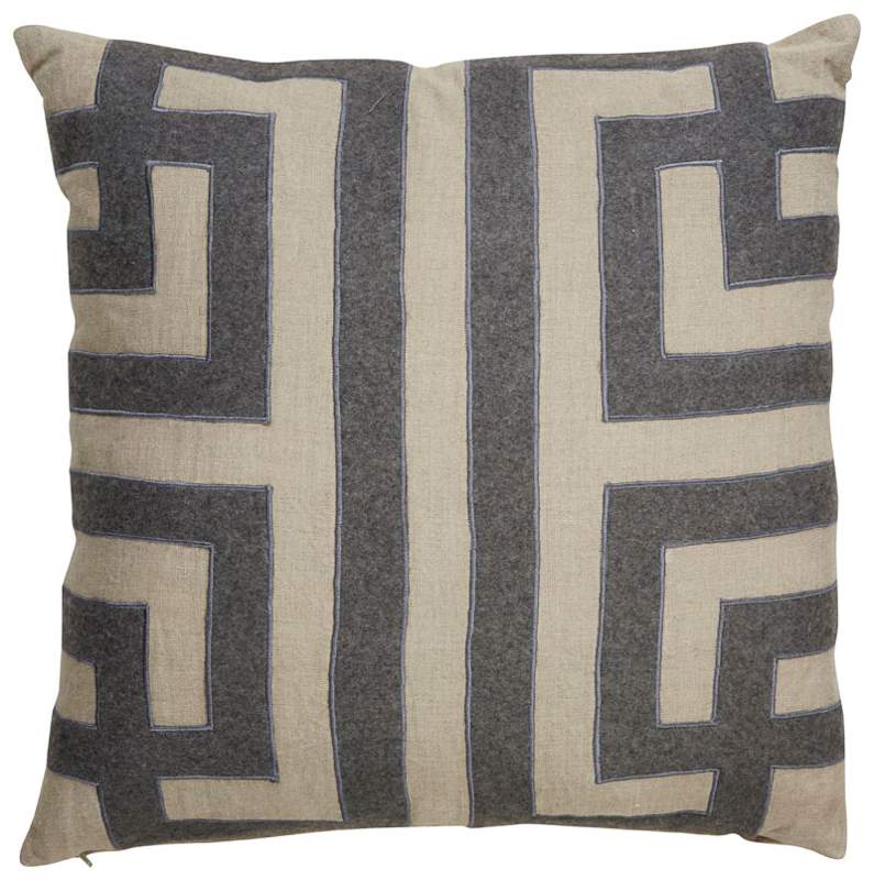Plc101484-p 22 X 22 In. Tribal Pattern Linen Poly Fill Pillow, Taupe & Gray