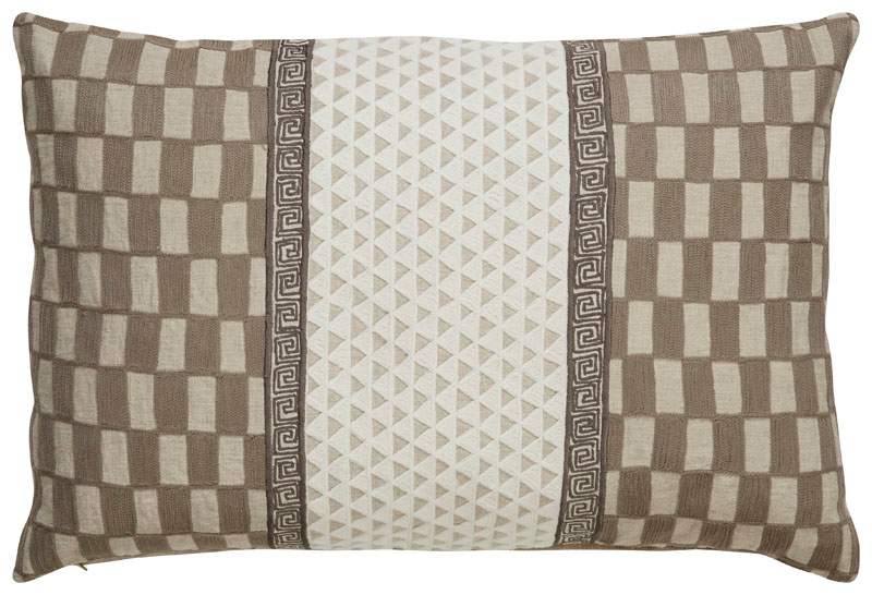 Plc101492-p 16 X 24 In. Tribal Pattern Linen Poly Fill Pillow, Taupe & Gray