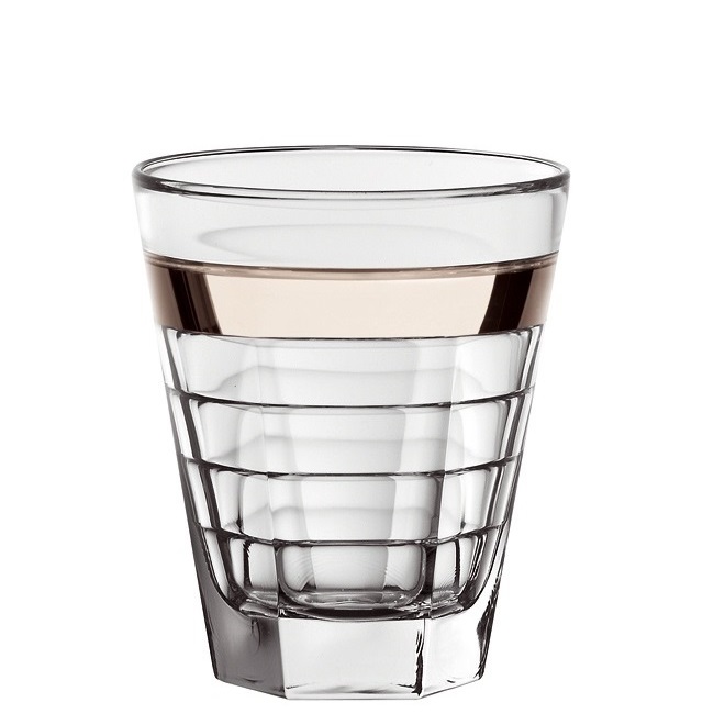 E64327 Glass Double Old Fashioned Tumbler With Platinum Band