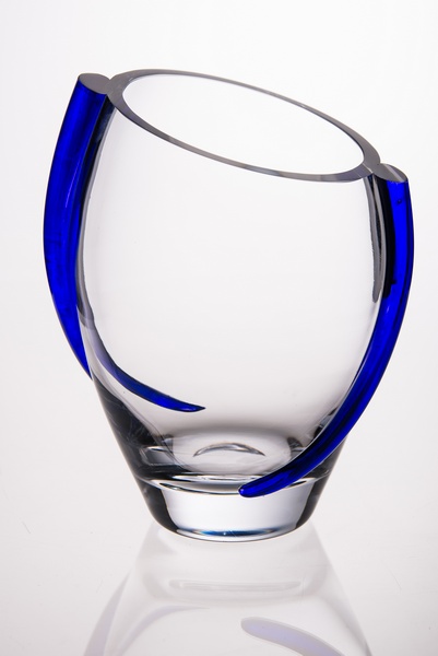 T-912 Glass Vase With Cobalt Swirl