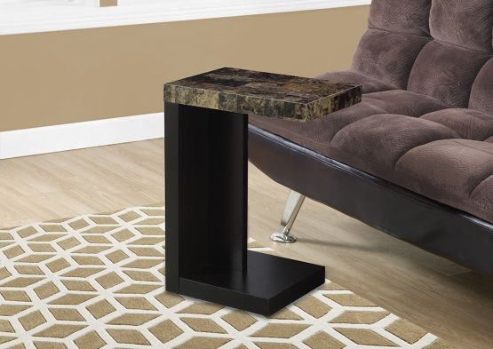 Marble-look Top Accent Table - Cappuccino