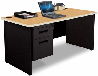Marvel Group Pdr6030sp-bk-okpu 60 W X 30 D In. Single Pedestal Desk, Oak Laminate & Black