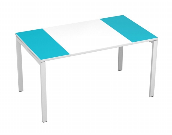 Easydesk Training Table 55 In., White Middle With Teal Ends
