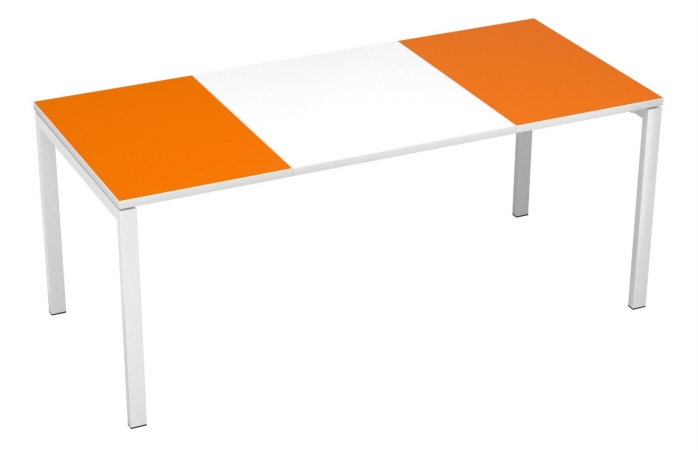 B180.13.13.05 Easydesk Training Table 71 In., White Middle With Orange Ends