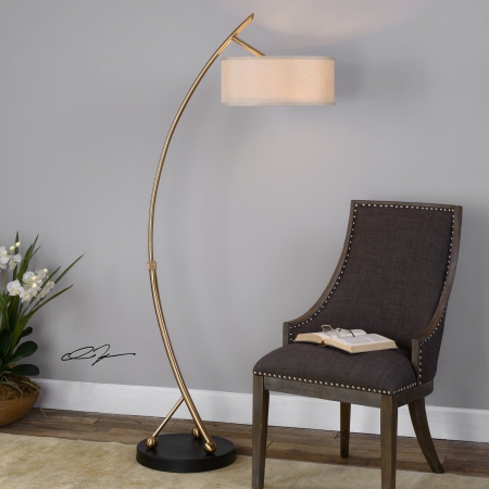 28089-1 Vardar Curved Brass Floor Lamp