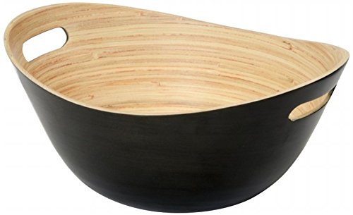 44301 Bamboo Popcorn Bowl Hand Crafted - Charcoal