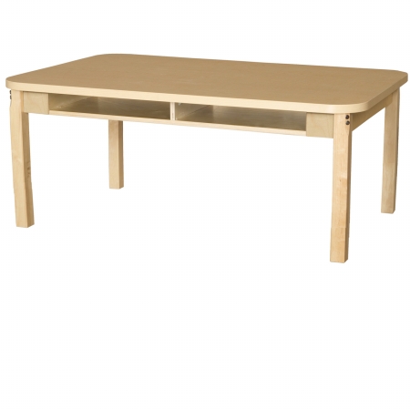 Mobile Four Seater High Pressure Laminate Desk With Hardwood Legs, 16 In.