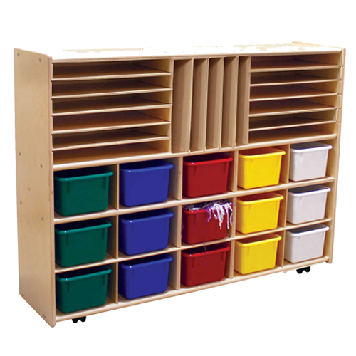 Multi-storage With 15 Assorted Pastel Trays - Casters Assembled