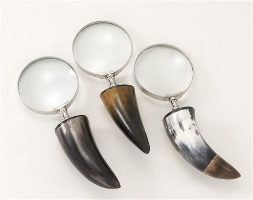 19095 Classy Brass Horn Magnify Glass - 3 Assorted
