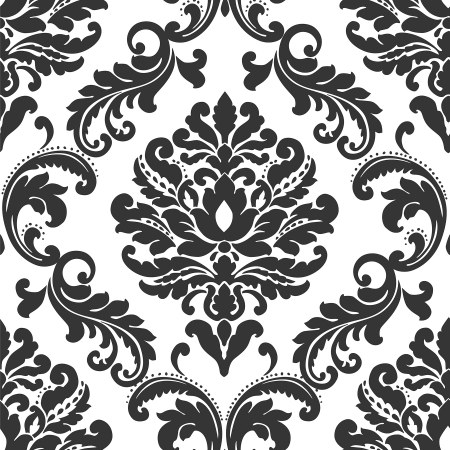 Nu1646 Damask Peel And Stick Wallpaper, Ariel Black & White