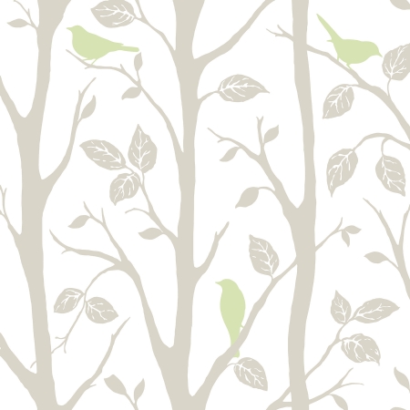 Nu1655 Sitting In A Tree Peel And Stick Wallpaper, Grey & Green