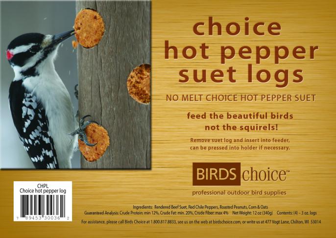 Chpl Birds Hot Pepper Suet Logs