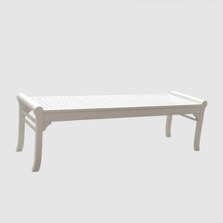 Patio 5-foot Wood Backless Bench In White - V1608