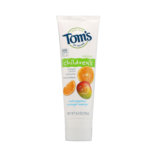 Toms Of Maine 0127258 Outrageous Orange Mango Childrens Natural Fluoride Toothpaste, 4.2 Oz - Case Of 6