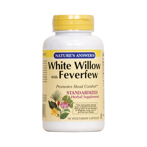 Natures Answer 0124792 White Willow With Feverfew Vegetarian Capsules, 60 Count