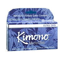 0787648 Kimono Micro Thin Lubricated Latex Condoms, 3 Pack