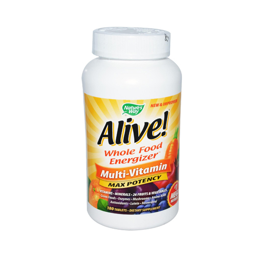 0678151 Alive Whole Food Energizer Multi-vitamin Tablets, 180 Count