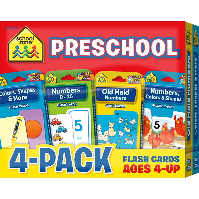 School Zone Publishing Szp04044 Preschool Flash Cards, Pack Of 4