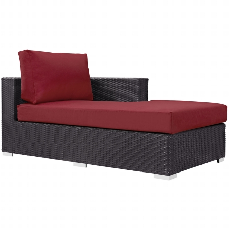Eei-1843-exp-red Convene Outdoor Patio Fabric Right Arm Chaise, Espresso Red