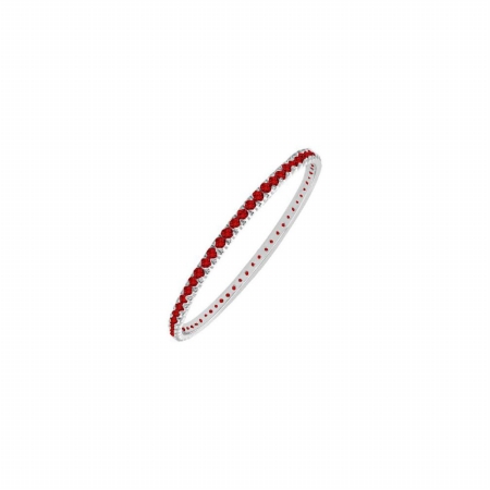 5 Ct Ruby Eternity Bangle In 14k White Gold For Her, 89 Stones