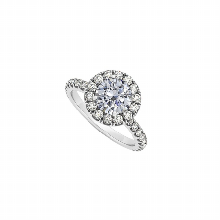 1 Ct Halo Conflict Free Round Diamonds April Birthstone Engagement Ring In 14k White Gold