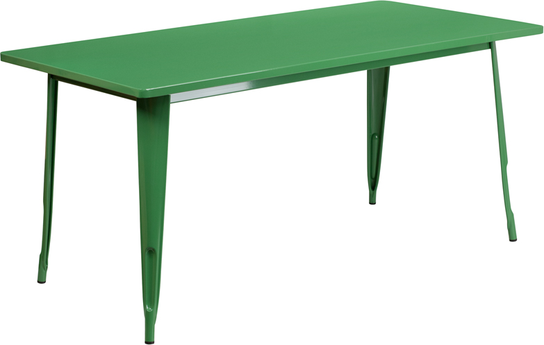ET-CT005-GN-GG Rectangular Green Metal Indoor Table- 31.5 x 63 in.