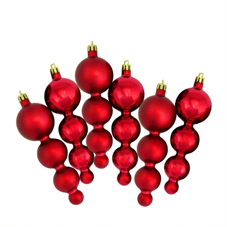 31755180 Shiny and Matte Red Finial Shatterproof Christmas Ornaments