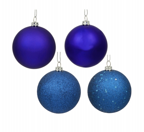 31744248 Shatterproof Royal Blue 4-finish Christmas Ball Ornaments