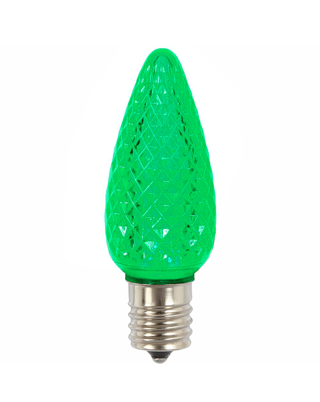 31742609 Faceted Transparent Green Led C9 Christmas Replacement Bulbs