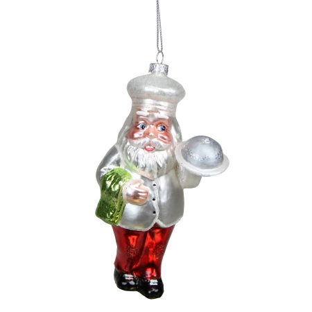 31751534 Glass Santa Chef Decorative Christmas Ornament