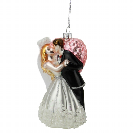 31751537 Bride And Groom Glass Wedding Christmas Ornament