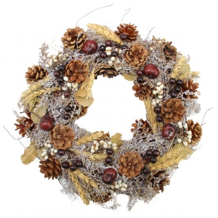 31742073 Natural And Yellow Pine Cone And Wheat Artificial Christmas Wreath