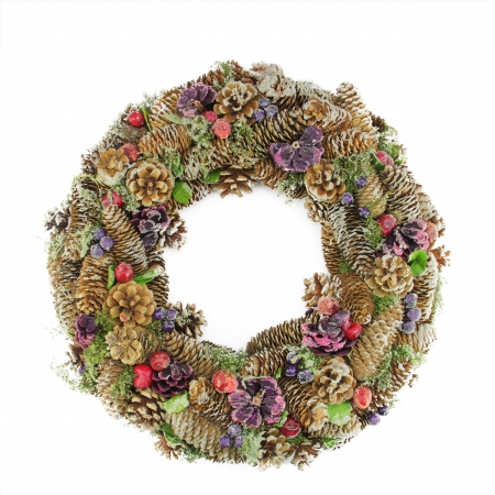 31742360 Sugared Purple And Red Pine Cone And Berries Artificial Christmas Wreath