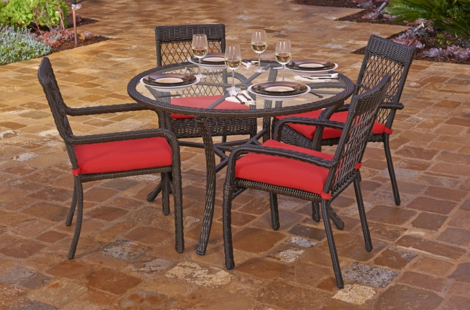 31523231 Beacon Cappuccino Weave Resin Wicker Outdoor Chair And Dining Table Set
