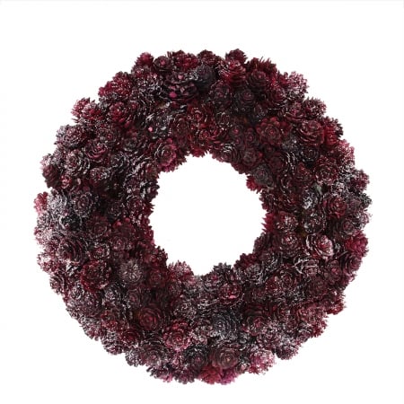 31741362 12.5 In. Wine Burgundy Glitter Pine Cone Artificial Christmas Wreath - Unlit