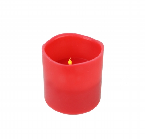 31760398 6 In. Red Battery Operated Flameless Led Lighted 3-wick Flickering Wax Christmas Pillar Candle