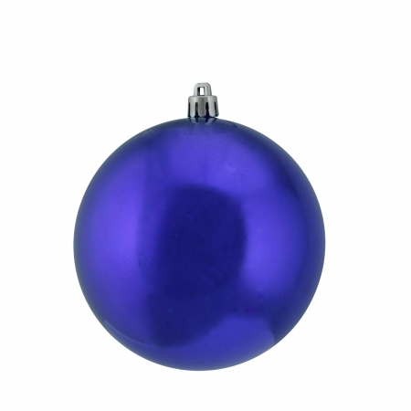 Shiny Cobalt Blue Uv Resistant Commercial Shatterproof Christmas Ball Ornament 4 In.