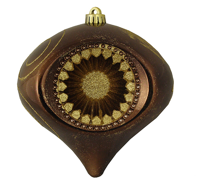 23111350 Chocolate Brown Retro Reflector Shatterproof Christmas Onion Ornament 8 In.