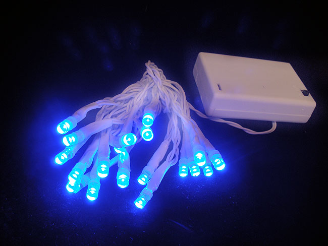 23114540 Battery Operated Blue Led Wide Angle Christmas Lights - White Wire