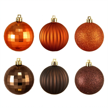 31754351 Brown & Orange -Finish Shatterproof Christmas Ball Ornaments