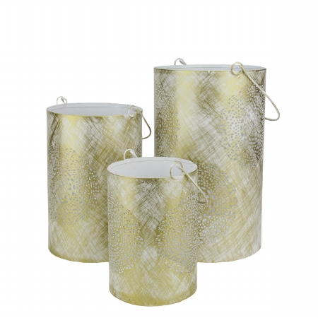 31580071 White And Gold Decorative Floral Cut-out Pillar Candle Lanterns
