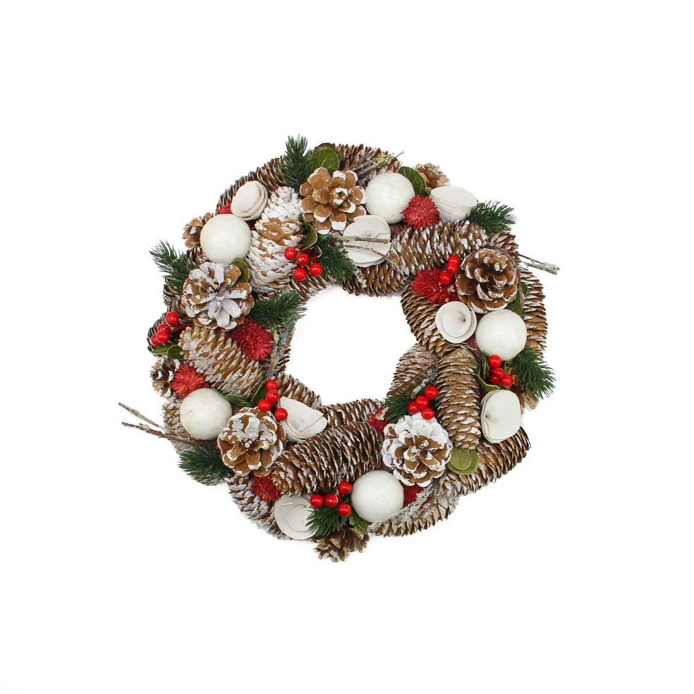 31742022 Frosted Pine Cone Twigs And Berries Artificial Christmas Wreath