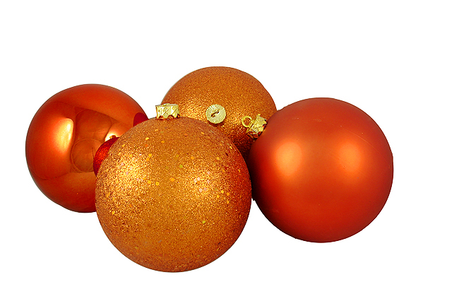 31755960 Shatterproof Burnt Orange 4-finish Christmas Ball Ornaments