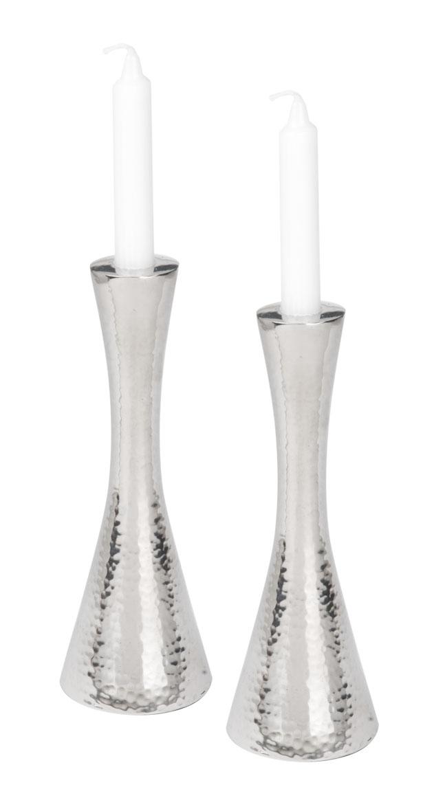 Ch-727 Silver Plated Candle Holders With Clear Center - Clear Stones