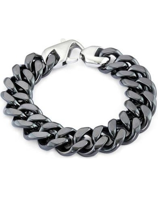 Cb13722-st 316l Stainless Steel Ceramic Curb Link Bracelet, 8.5 In.