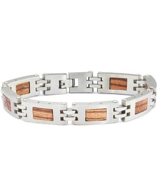 Cb13723-st 316l Stainless Steel Wood Rectangle Section Bracelet, 9 In.
