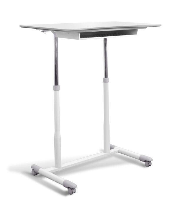 Unique Furniture 205-wh Stand Up Desk Height Adjustable & Mobile With White Top